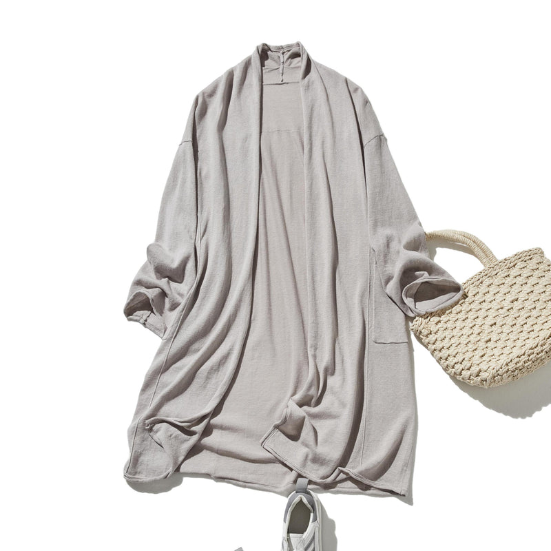 「立体裁断で着やせ！」コットンリネン UV冷房対策 ロングカーディガン 　250601