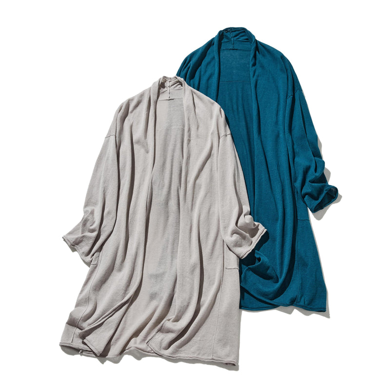 「立体裁断で着やせ！」コットンリネン UV冷房対策 ロングカーディガン 　250601