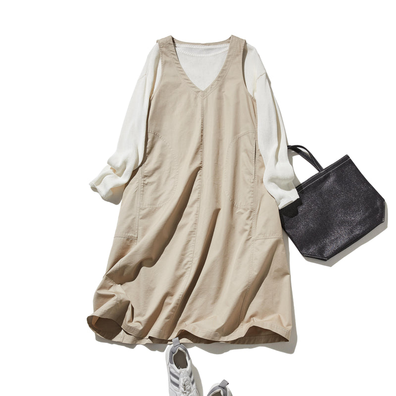 シンプルだから着まわしやすいジャパースカート　ワンピース　ブラック　250211-1