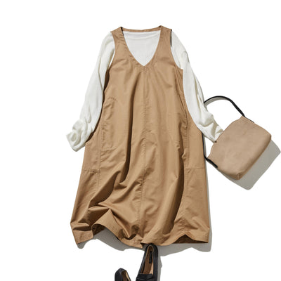 シンプルだから着まわしやすいジャパースカート　ワンピース　ブラック　250211-1