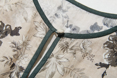 上質で大人デザイントップス　半袖　フレンチスリーブ ブラウス　麻100％　配色シャツ　250807-1