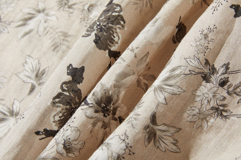 上質で大人デザイントップス　半袖　フレンチスリーブ ブラウス　麻100％　配色シャツ　250807-1