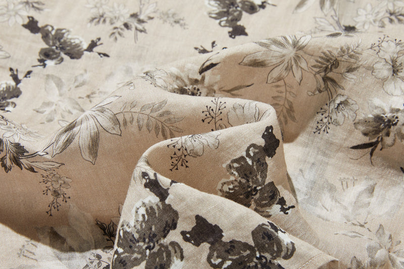 上質で大人デザイントップス　半袖　フレンチスリーブ ブラウス　麻100％　配色シャツ　250807-1