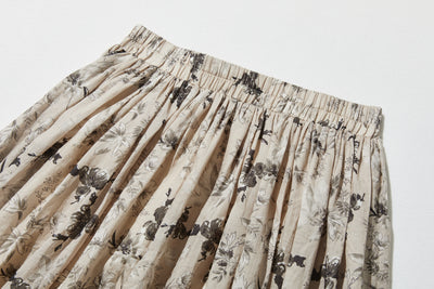 通年愛用できる綿裏地付 上質リネンカート ロングスカート　ギャザースカート 250808-1