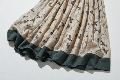 通年愛用できる綿裏地付 上質リネンカート ロングスカート　ギャザースカート 250808-1