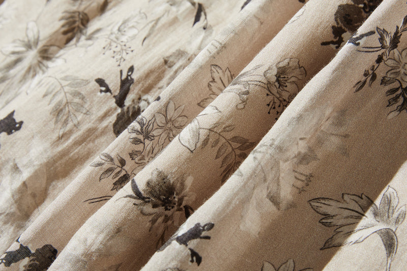 通年愛用できる綿裏地付 上質リネンカート ロングスカート　ギャザースカート 250808-1