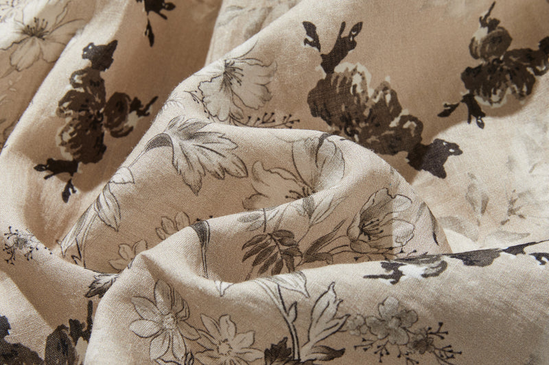 通年愛用できる綿裏地付 上質リネンカート ロングスカート　ギャザースカート 250808-1