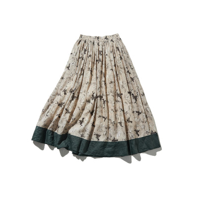 通年愛用できる綿裏地付 上質リネンカート ロングスカート　ギャザースカート 250808-1