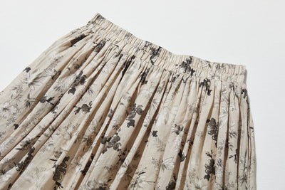 通年愛用できる綿裏地付 上質リネンカート ロングスカート　ギャザースカート 250808-1