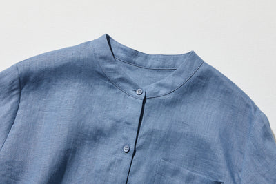 夏に嬉しい通気性◎ 上質リネンの半袖シャツ 羽織りコーデにも　リネン100％　　 250513