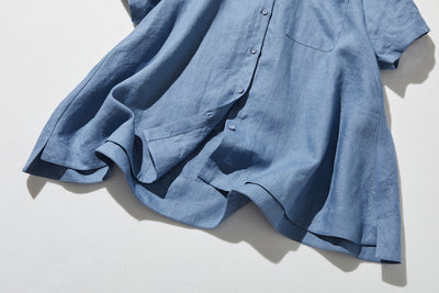 夏に嬉しい通気性◎ 上質リネンの半袖シャツ 羽織りコーデにも　リネン100％　　 250513