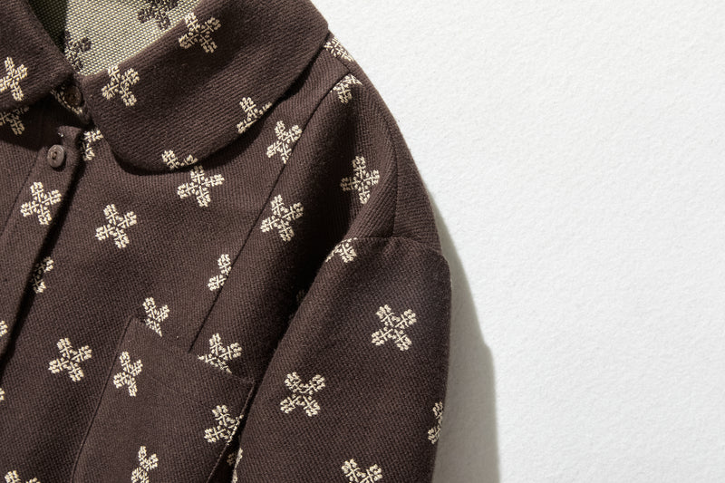 A stylish short outerwear made of cotton tweed fabric (230918-1)