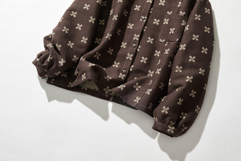 A stylish short outerwear made of cotton tweed fabric (230918-1)