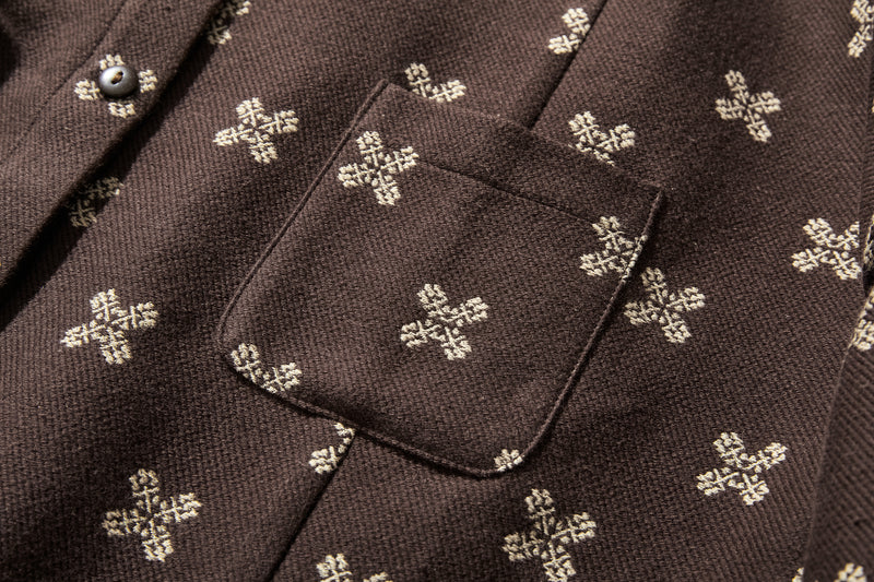 A stylish short outerwear made of cotton tweed fabric (230918-1)