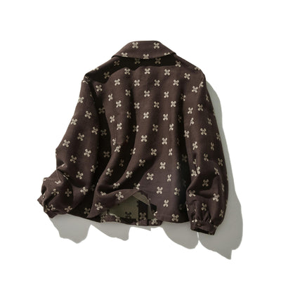 A stylish short outerwear made of cotton tweed fabric (230918-1)