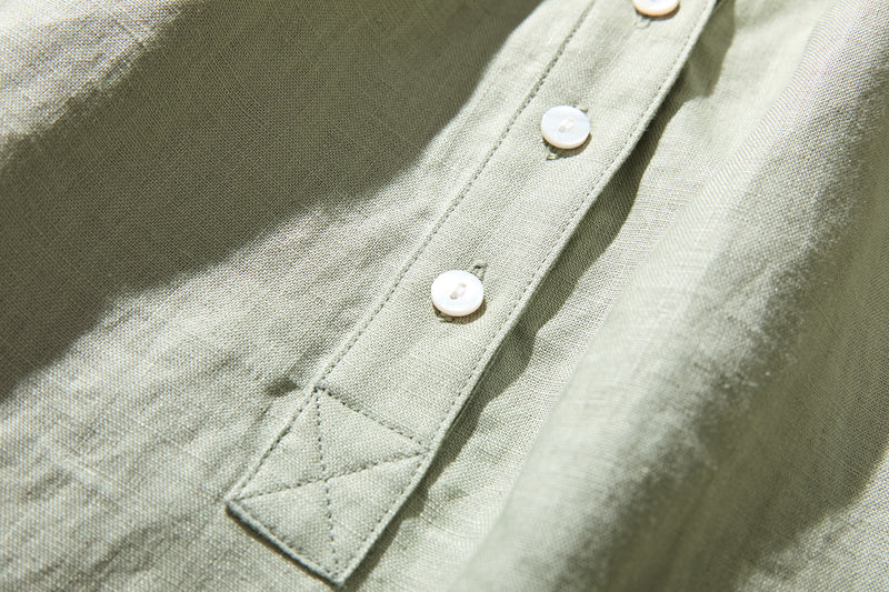 令人驚嘆的剪影。法式亞麻上衣 V領縮褶上衣長袖 220903