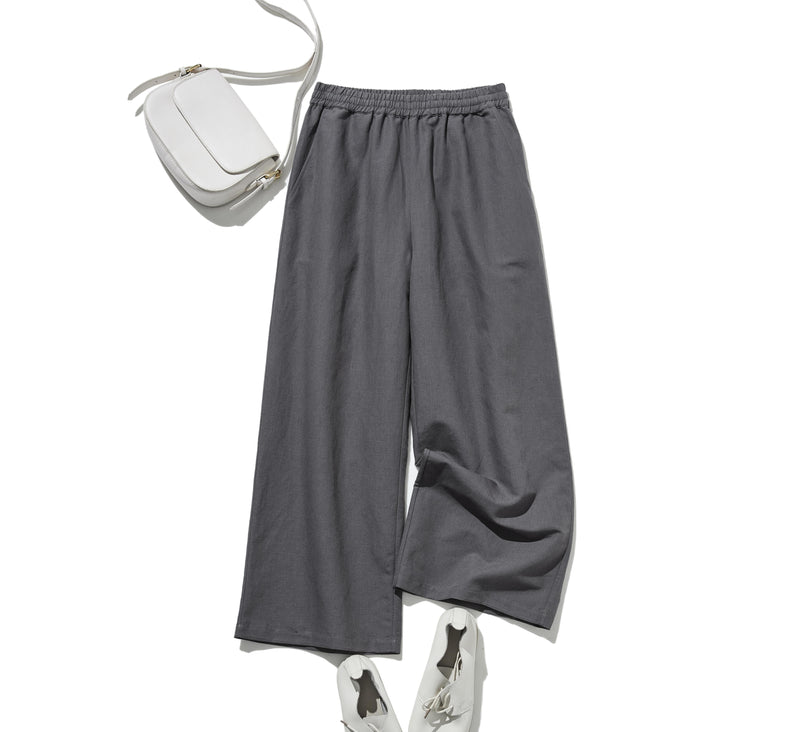 大人のゆとりある着心地 ナチュラル風合いのワイドパンツ 　250402