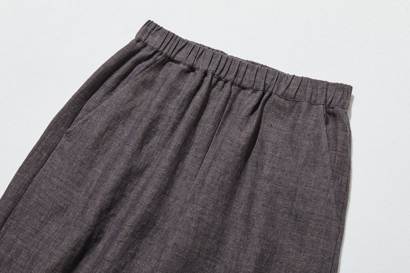 【2025新色】ウエストが楽な着やせワイドパンツ　リネンロングパンツ　秋冬にも　200907
