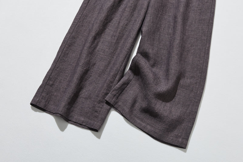 【2025新色】ウエストが楽な着やせワイドパンツ　リネンロングパンツ　秋冬にも　200907