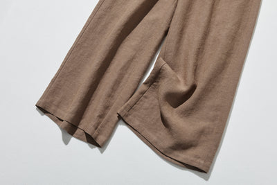 【2025新色】ウエストが楽な着やせワイドパンツ　リネンロングパンツ　秋冬にも　200907