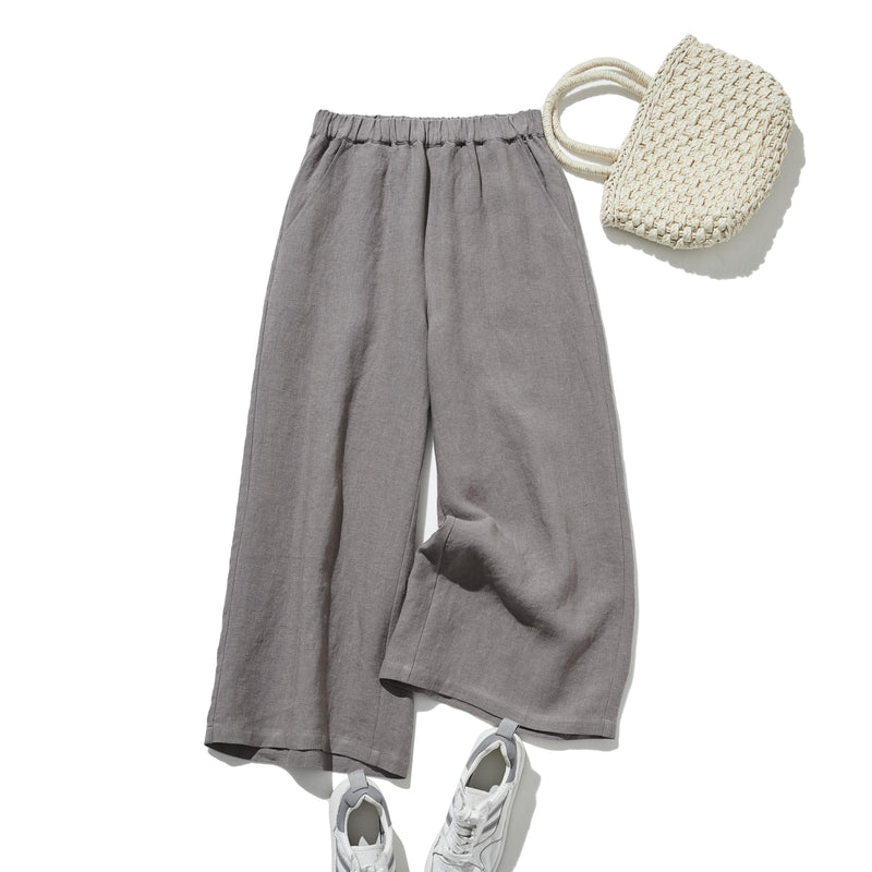 【2025新色】ウエストが楽な着やせワイドパンツ　リネンロングパンツ　秋冬にも　200907
