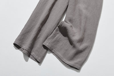 【2025新色】ウエストが楽な着やせワイドパンツ　リネンロングパンツ　秋冬にも　200907