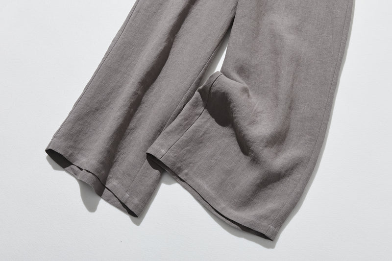 【2025新色】ウエストが楽な着やせワイドパンツ　リネンロングパンツ　秋冬にも　200907