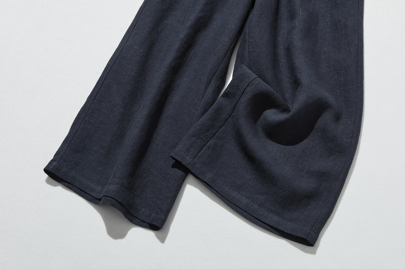 【2025新色】ウエストが楽な着やせワイドパンツ　リネンロングパンツ　秋冬にも　200907