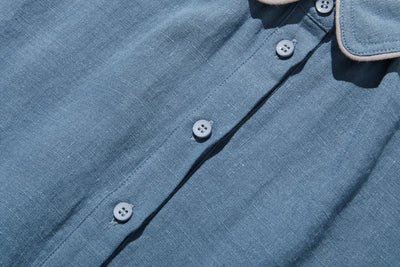 上品なアクセントが映える、フレンチリネンのAラインワンピース　リネンワンピース 250916