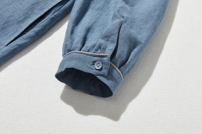 上品なアクセントが映える、フレンチリネンのAラインワンピース　リネンワンピース 250916