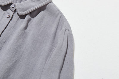 上品なアクセントが映える、フレンチリネンのAラインワンピース　リネンワンピース 250916