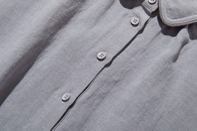 上品なアクセントが映える、フレンチリネンのAラインワンピース　リネンワンピース 250916