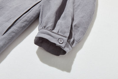 上品なアクセントが映える、フレンチリネンのAラインワンピース　リネンワンピース 250916