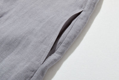 上品なアクセントが映える、フレンチリネンのAラインワンピース　リネンワンピース 250916