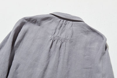 上品なアクセントが映える、フレンチリネンのAラインワンピース　リネンワンピース 250916