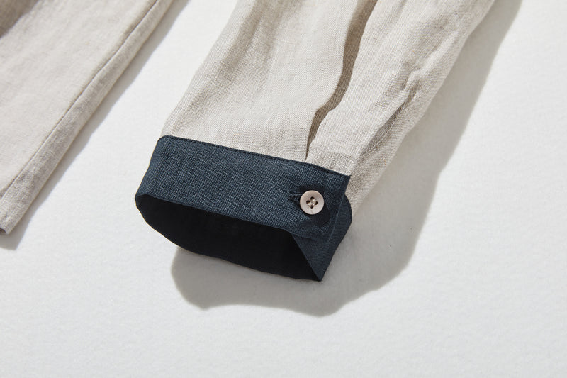 シンプルだけど、どこか特別 プリーツ加工シャツブラウス リネン100％シャツ　250915-1