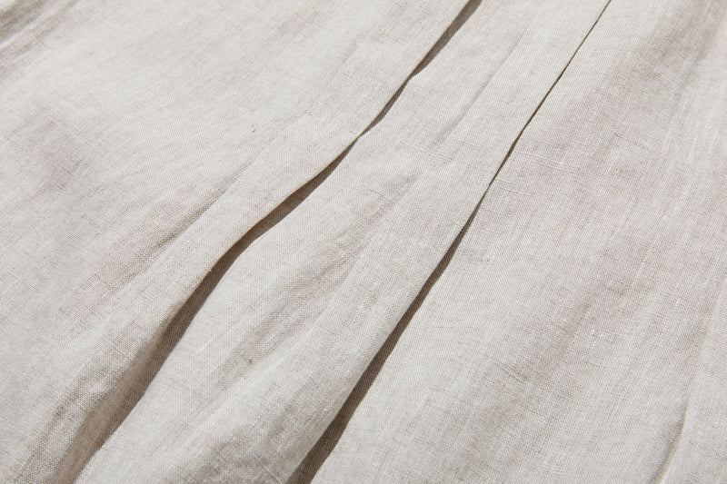 シンプルだけど、どこか特別 プリーツ加工シャツブラウス リネン100％シャツ　250915-1