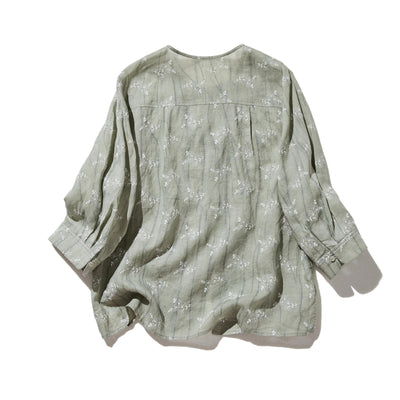 「きちんと感」と「リラックス感」の絶妙なバランス 7分袖ブラウス　麻100％　　250604