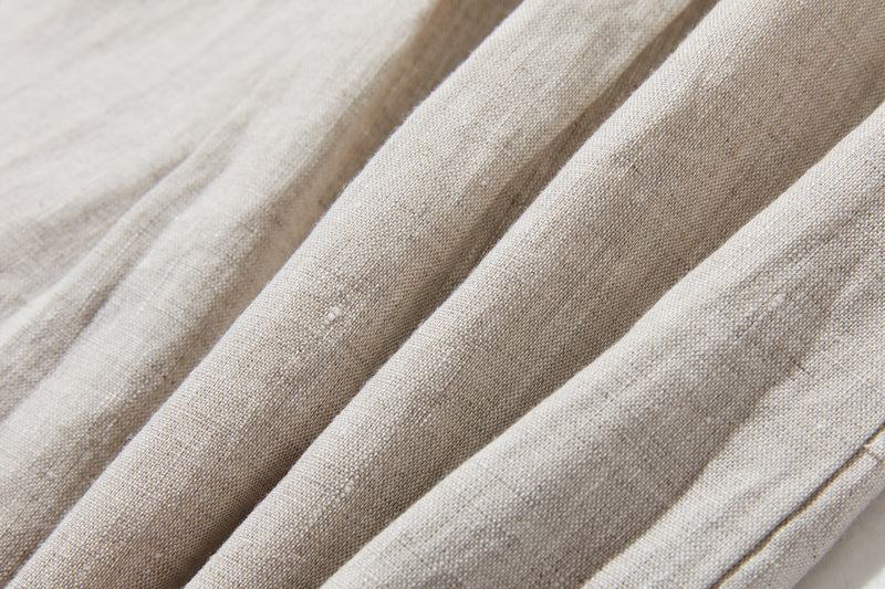 シンプルだけど、どこか特別 プリーツ加工シャツブラウス リネン100％シャツ　250915-1