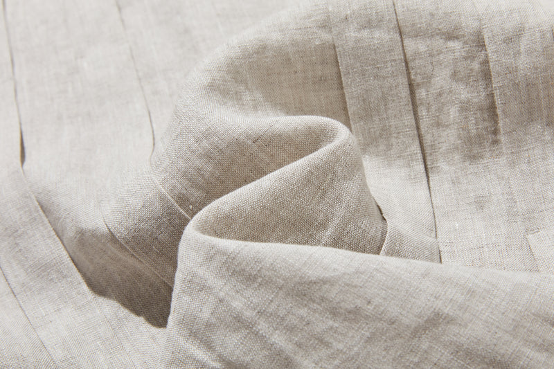 シンプルだけど、どこか特別 プリーツ加工シャツブラウス リネン100％シャツ　250915-1