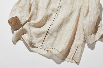 「きちんと感」と「リラックス感」の絶妙なバランス 7分袖ブラウス　麻100％　　250604