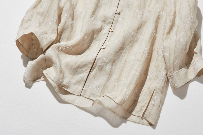 「きちんと感」と「リラックス感」の絶妙なバランス 7分袖ブラウス　麻100％　　250604