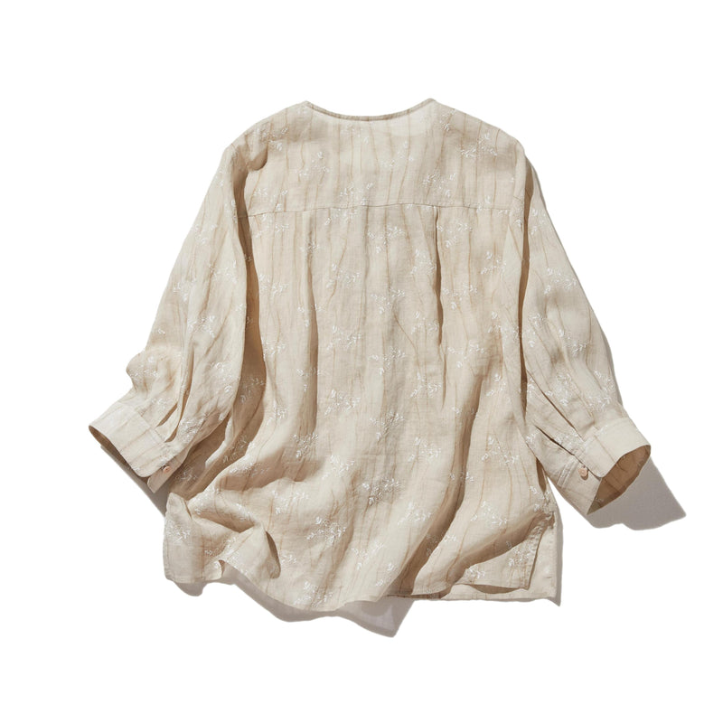 「きちんと感」と「リラックス感」の絶妙なバランス 7分袖ブラウス　麻100％　　250604