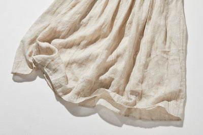 ナチュラルな大人可愛いを叶える 麻100% フラワーフレアスカート　ギャザースカート 　250706