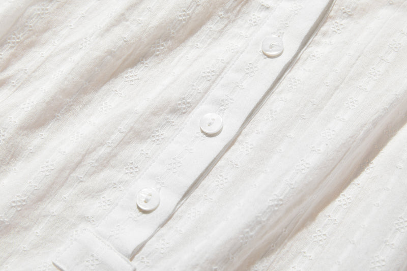 大人可愛い抜け感放つ　7分袖ブラウス　コットン100％ 　ホワイト　250602-1