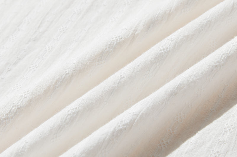 大人可愛い抜け感放つ　7分袖ブラウス　コットン100％ 　ホワイト　250602-1