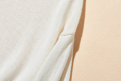 吸湿速乾！ 大人カジュアルニットプルオーバー　和紙糸ニット　オフィス対応　夏物ニット　ホワイト250805-1