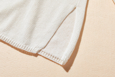 吸湿速乾！ 大人カジュアルニットプルオーバー　和紙糸ニット　オフィス対応　夏物ニット　ホワイト250805-1