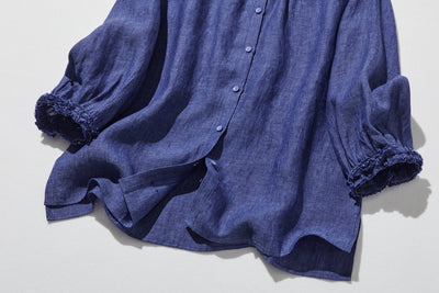 大人の上品で可愛らしい雰囲気をまとうリネン ブラウス　リネン100％　シャツブラウス 250914