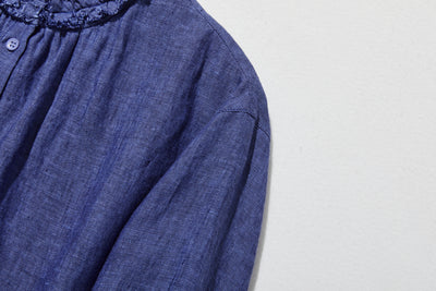 大人の上品で可愛らしい雰囲気をまとうリネン ブラウス　リネン100％　シャツブラウス 250914